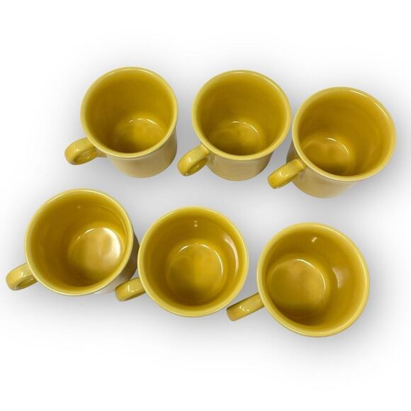 Lot of 6 Fiesta Fiestaware O-Ring Handle Coffee Mugs HLC USA Sunflower Yellow - Picture 7 of 10